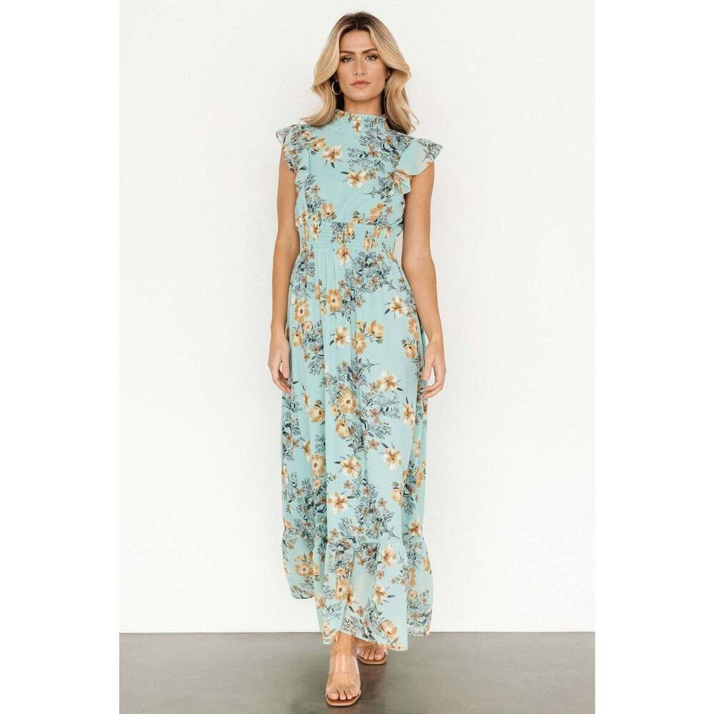 NWT Baltic Born Kearny Ruffle Maxi Dress | Mint Floral Size XL